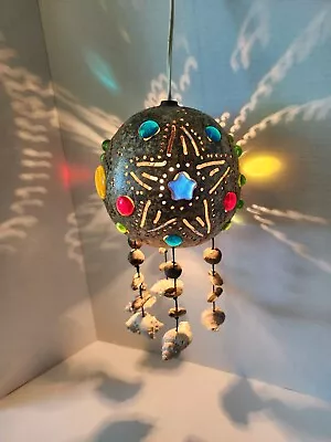 Vintage Hanging Jellyfish Jewel MCM Nautical Shells Beach Swag Lamp Light Tiki • $79