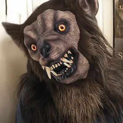 £18.98 • Buy Latex Animal Wolf Head Hair Mask Werewolf Gloves Fancy Dress Scary Halloween New