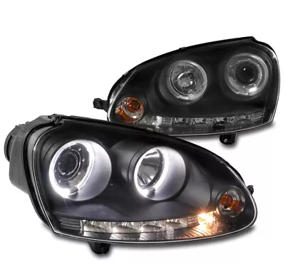 For 2006-09 VW Golf GTI Jetta R32 Rabbit Halo LED Projector Headlight Black USED • $149.99