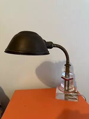 Vintage Art Deco Mid Century Modern Gooseneck Lamp Lucite Base • $99.99