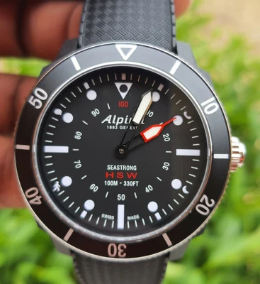 $285 • Buy Alpina Seastrong Horological Alarm Quartz Black Men's Smart Watch AL-282LBB4V6