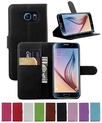 $5.89 • Buy Wallet Leather Flip Case Pouch Cover For Samsung Galaxy S6 Genuine AuSeller