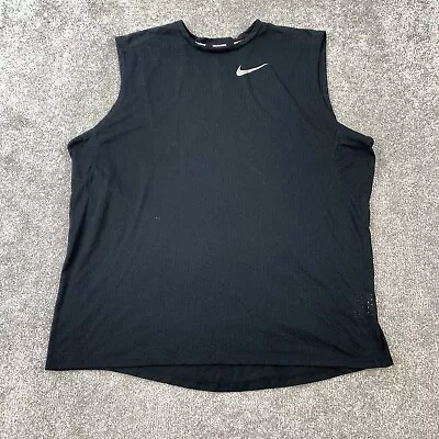 Nike Dri-Fit Running Shirt Men's 2XL XXL Sleeveless Black Crew Neck Poly Blend • $18.95