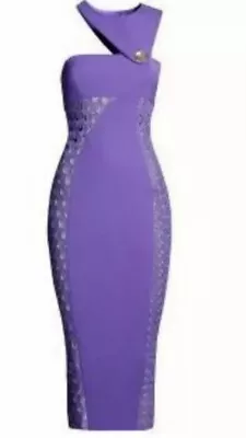 Versace For H&M Purple Lace Iconic Mid Length Dress Eur 34 UK 6 • $69.48