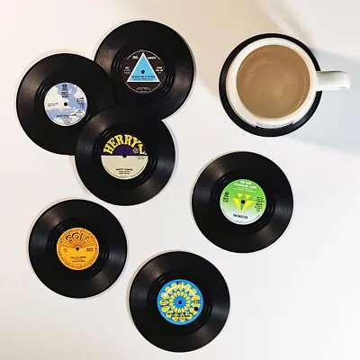 £7.86 • Buy Hot Vinyl Coasters For Drinks Coasters With Record Player Holder Mug Pad Mat 6pc