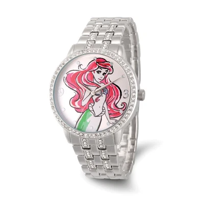 $104 • Buy Disney Adult The Little Mermaid Crystal Bezel Silver-tone Watch