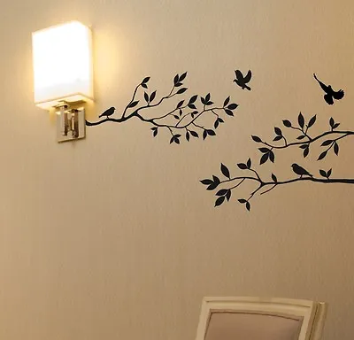 Tree Branches Wall Decal With Birds Vinyl Sticker Nursery Leaves 40  W X 18  H • $12.99