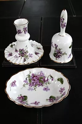 Hammersley Victorian Violets Bone China Bell Candle Holder & Trinket Dish • £13.50