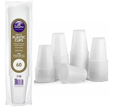 Disposable White Plastic Cups Vending Style Party 7oz 200ml Drinking Cups Events • £5.49