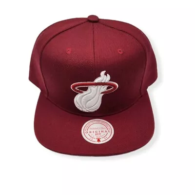 Mitchell & Ness Miami Heat Color Popz Maroon Adjustable Snapback Hat Cap • $34.99