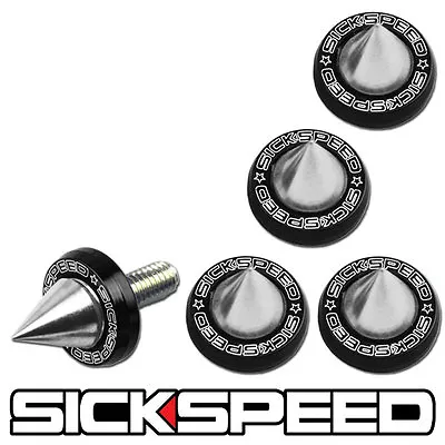 5 Pc Chrome Spiked Black Washer/bolt Fender/bumper Engine Dress Up Kit P1 • $14.88