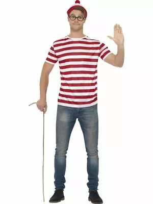 Mens Where's Wally? Kit Fancy Dress Costume Stag Do Funny World Book Day • £18.84