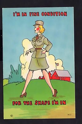 Military Comic WWII WAC~In Fine Condition For Shape I'm In~Vtg Linen Postcard • $3.65