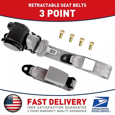 Gray 3 Point Retractable Car Safety Seat Belt Lap Diagonal Belt -Quick Release • $29.99
