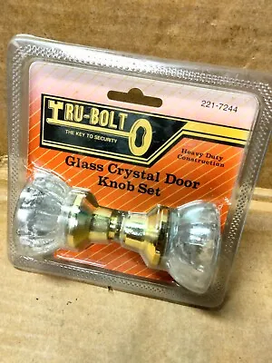 Tru-Bolt 221-7244 Crystal Clear Glass Door Knobs Handle Set Brass - New Sealed • $17.98