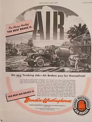 1949 Bendix Westinghouse Vintage Print Ad Air Brakes Trucks Heavy Hauling Auto • $10