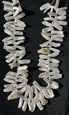 Natural White Freshwater Biwa Stick Pearl Gems Loose Beads - 74 G - Drilled • $24.99