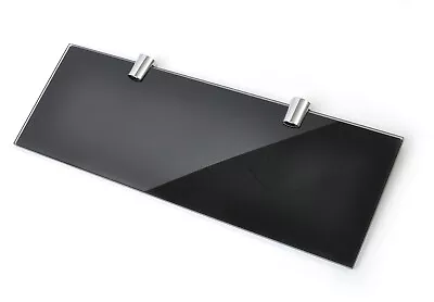 Glass Shelves Wall Mounted Black Toughened Straight Various Chrome Supports • £21.99