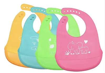 £3.99 • Buy Baby Bibs Soft Silicone Feeding Roll Up Food Catcher Pocket (4 Different Colors)