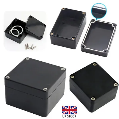 Black Plastic ABS Electronics Project Box Enclosure Hobby  W/ Fixing Case Screws • £6.99