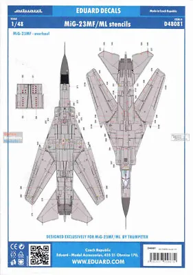 EDUD48081 1:48 Eduard Decals - MiG-23MF MiG-23ML Flogger Stencils • $17.64