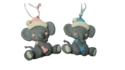 Baby’s First Heart/Star Christmas Hanging Tree Elephant Decoration Boy Girl • £2.49