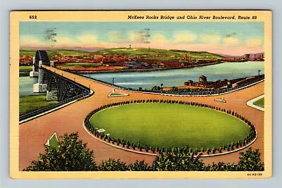 Pittsburgh PA-Pennsylvania McKees Rocks Bridge C1942 Vintage Souvenir Postcard • $7.99