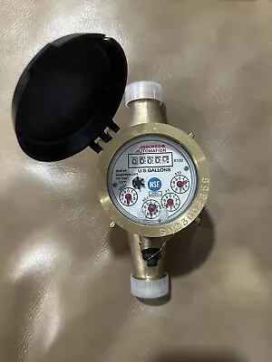 3/4” Water Meter: Lead Free Brass NSF Certified Multi-Jet Gallons (Horizontal • $89.99