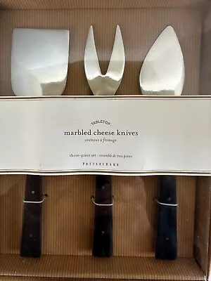 Pottery Barn Marbled Resin Cheese Board Knives Set Of 3 New In Box • $35
