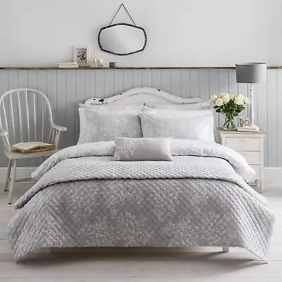 Cath Kidston WASHED ROSE Grey 100% Cotton Bedding Reversible Duvet Cover Se... • £50