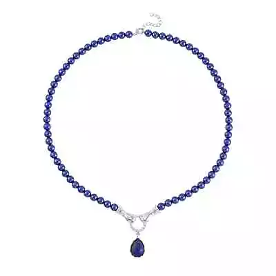 Lapis Lazuli Blue Shell Pearl Necklace Gift Jewelry For Women Size 24 Ct 4 • $17.99