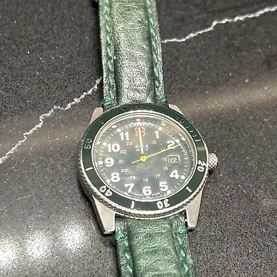 Vintage Swiss Army Lancer Divers Watch With RARE Green Dial  Serviced Battery • $150