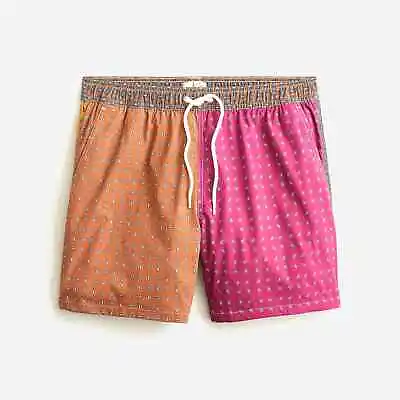 J. Crew Men's 6  Stretch Swim Trunks Shorts Mixmatch Cocktail Paisley - $70 NWT • $18.99