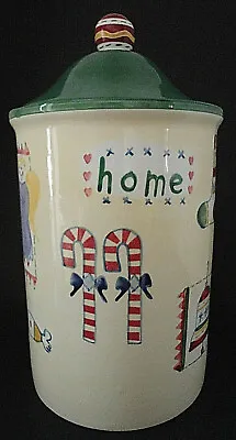 Cookie Jar Vacuum Lid Cream Green Christmas At Home International • $19.95