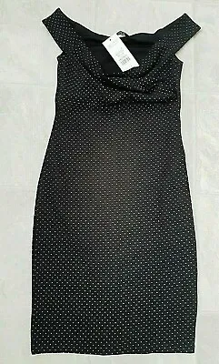 BNWT Miss Selfridge Women's Black Silver Beading Short Bodycon Dress Size 4 • £4