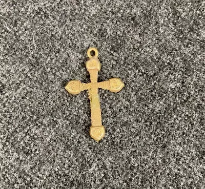 14k Gold Antique Victorian Woven BLONDE Hair Mourning Cross Pendant Memento Mori • $143