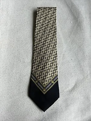 Vintage Gianni Versace Necktie Handmade In Spain Black White Yellow Medusa • $50