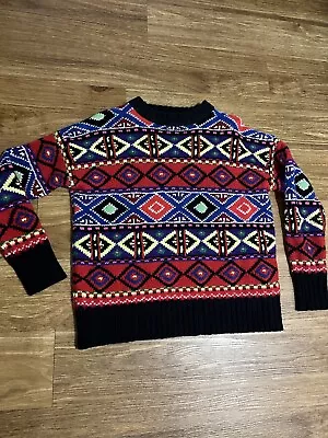 POLO Ralph Lauren Colorful Graphic Aztec Tribal Print Chunky Knit Sweater - S • $50