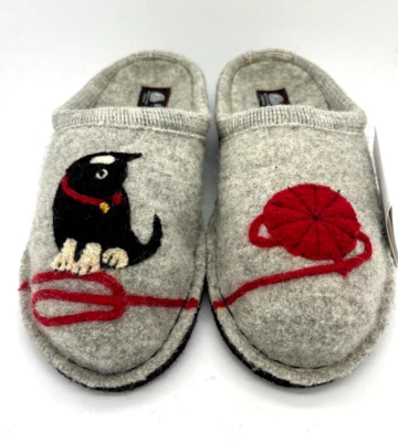 £63.44 • Buy HAFLINGER SLIPPERS Kitty Cat Yarn WOOL Sz 36 Womens 5.5 Girls 4 Slip On Clogs
