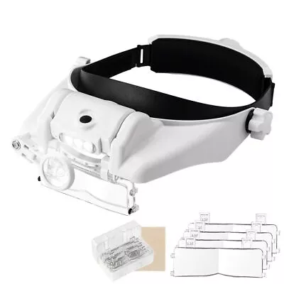 Lighted Head Magnifying Glasses Visor Headset With Light - Headband Magnifier Lo • $38.27