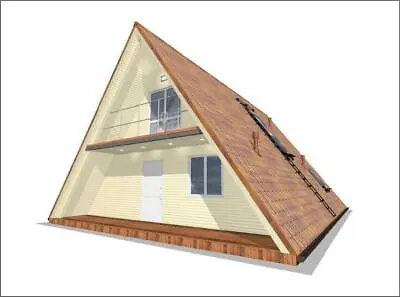 A-Frame Cabin Two Story Cottage Plans Triangular House Building Drawings • $9