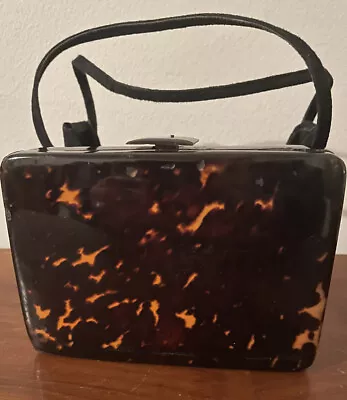 Antique French Tortoise Shell  Minaudiere Cosmetic Purse 1920 • $675