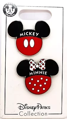 Disney Pin Set Of 2 Mickey Minnie Mouse Ear Icons Lot Couple Love Bow • $15.99