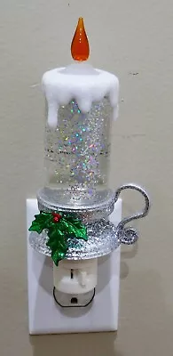 Vintage St Nicholas Holly Holiday Night Light Candle Glitter/Shimmer Large COOL • $19.99