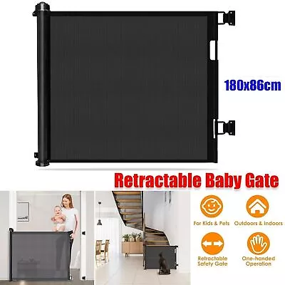 86*180cm Retractable Baby Safety Gate For Stairs Doorways Dog Pet Fence Doorways • $56.99