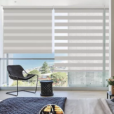 Changshade Cordless Double Layered Window Blinds 85% Blackout Zebra Roller Shade • $43.99
