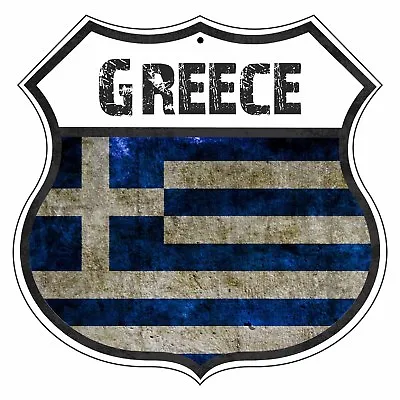 Greece Country Flag Novelty Highway Shield Aluminum Metal Sign • $14.99