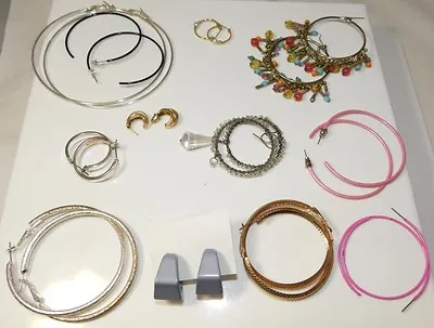  Jewelry Lot #1 Assorted Vintage Earrings Silver Gold Tone Hoops Sparkly 2/17 • $9.99
