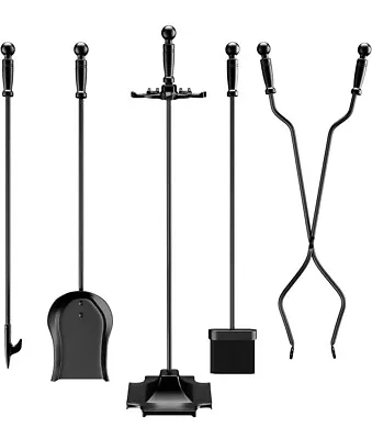 $30 • Buy NEW 5 PCS Fireplace Tools Set Wrought Iron Fire Place Accessories Tools Holder