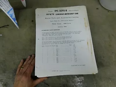 1973 - 1979 Lincoln Mercury Passenger Car Master Parts Catalog Manual Update 3 • $64.99